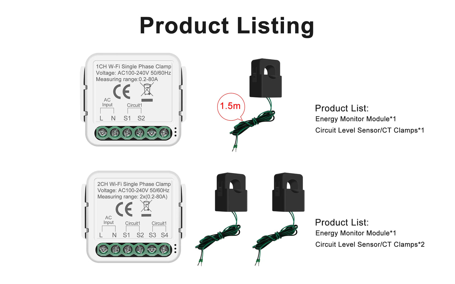 Smart WiFi Power Meter Clamp – Solar Ready