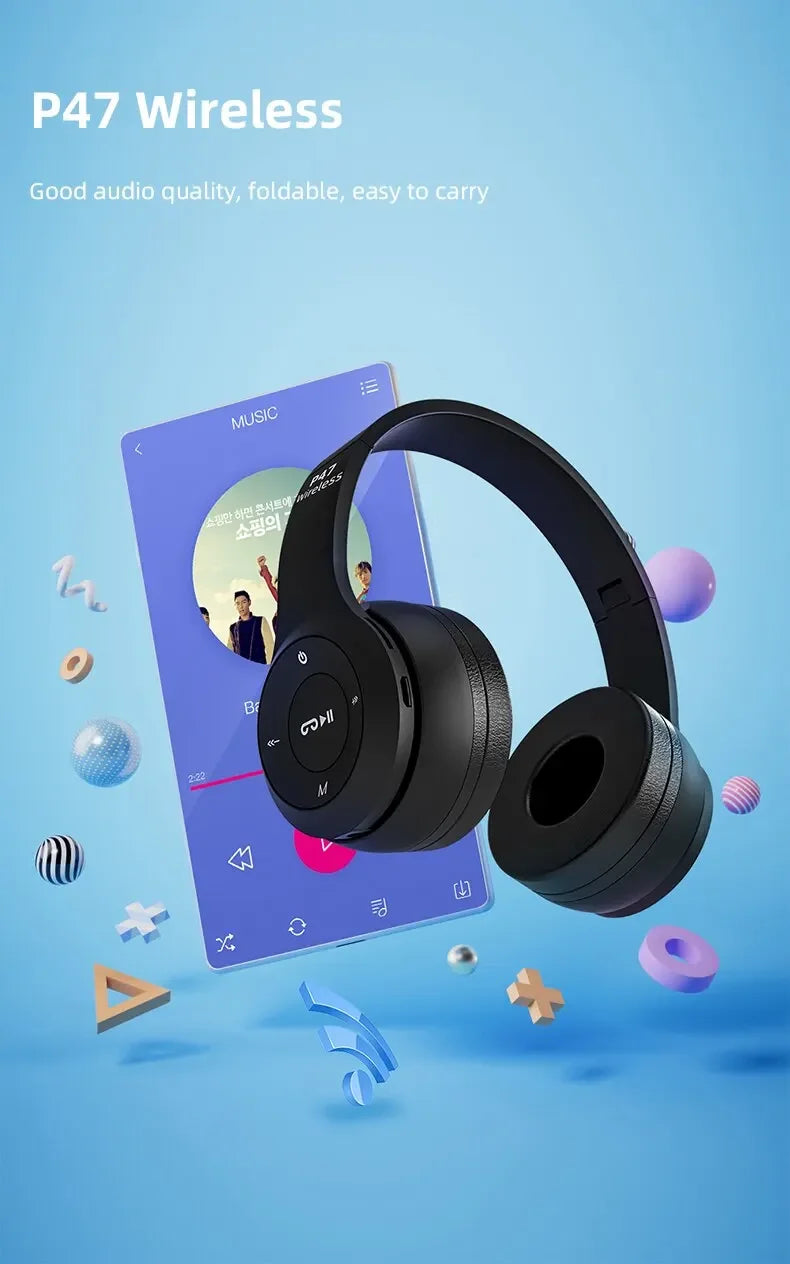 Stereo P47 Headset 5.0 Bluetooth Headset Folding Wireless