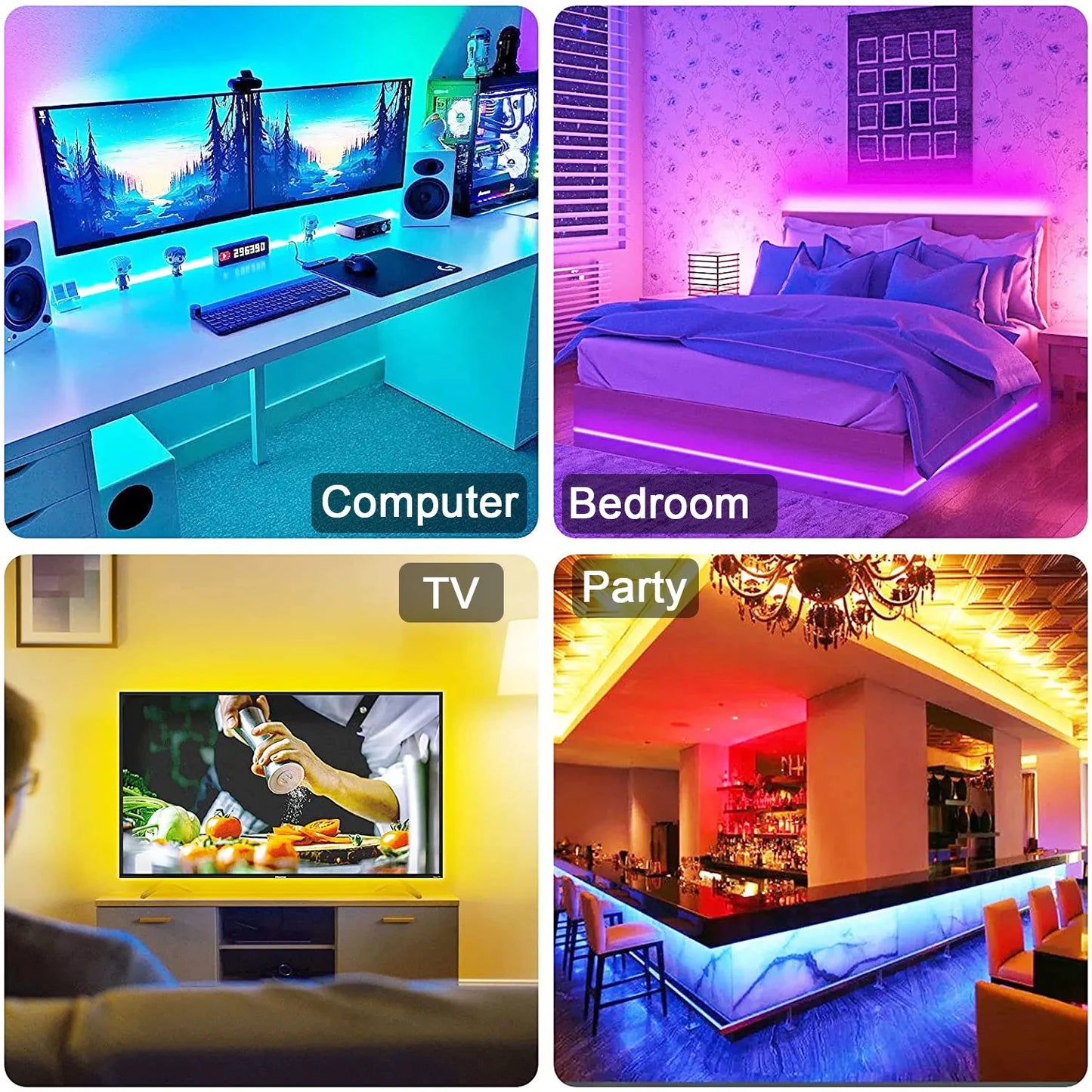 RGB LED Strip Lights Smart SMD 5050 Bluetooth Flexible Tape