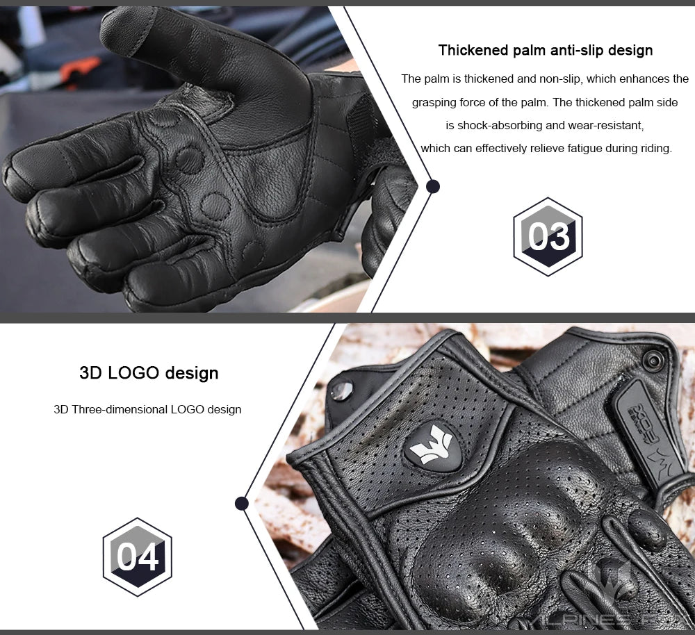 Vintage Leather Motorcycle Gloves Men