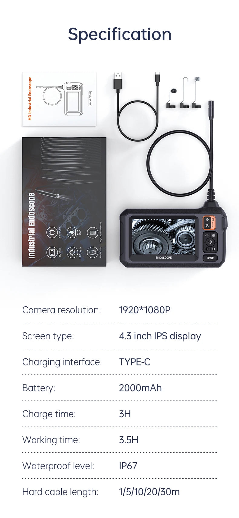 1080P Industrial Endoscope Camera – See the Unseen with Clarity!