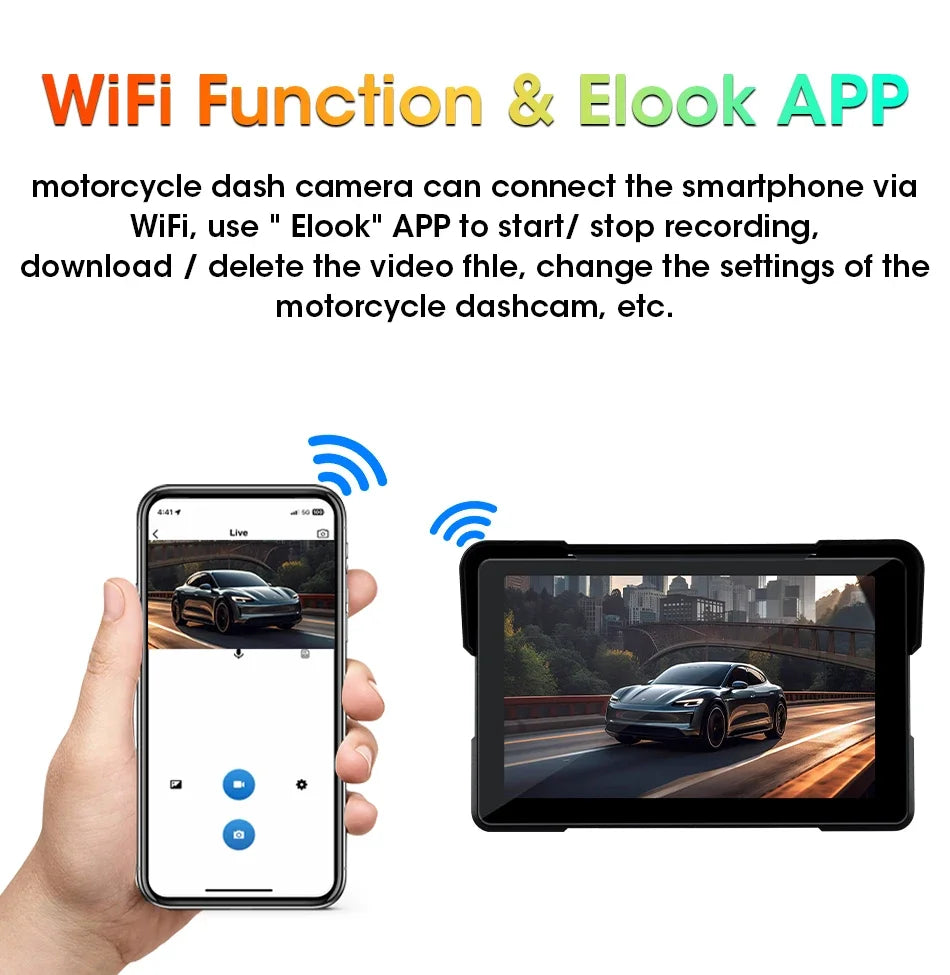 5‑7″ Waterproof Motorcycle CarPlay/Android Auto GPS