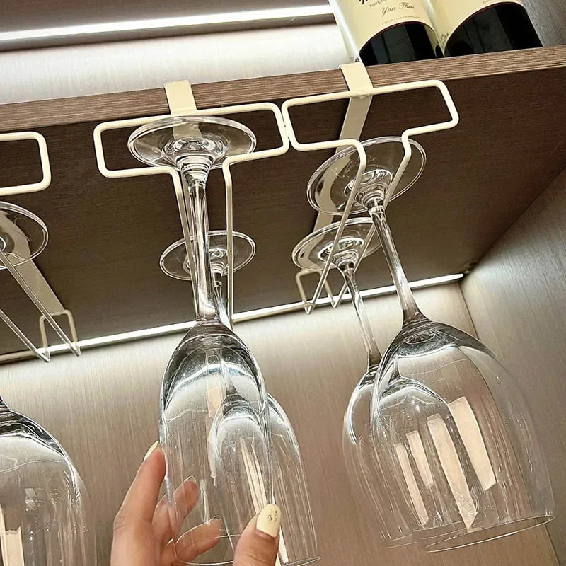 No Drilling Metal Wine Glass Holder – Under Cabinet Stemware Rack
