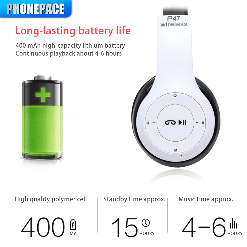 P47 Bluetooth 5.0 Wireless Folding Headset