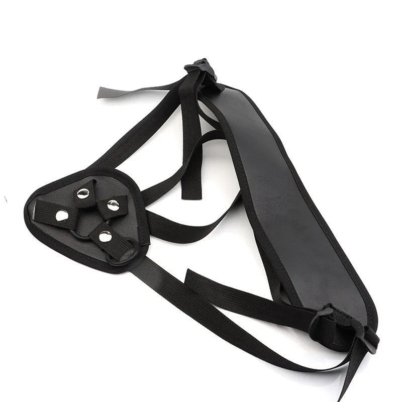 Black Leather Strap-On Dildo Panties for Couples