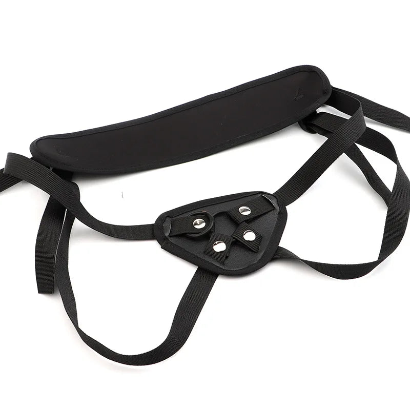 Black Leather Strap-On Dildo Panties for Couples