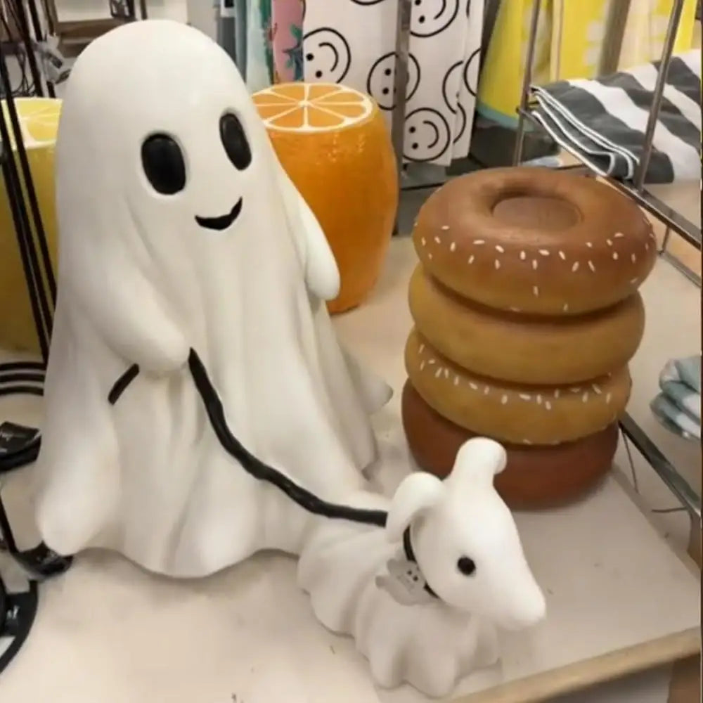 Halloween Ghost Walking Dog Resin Statue