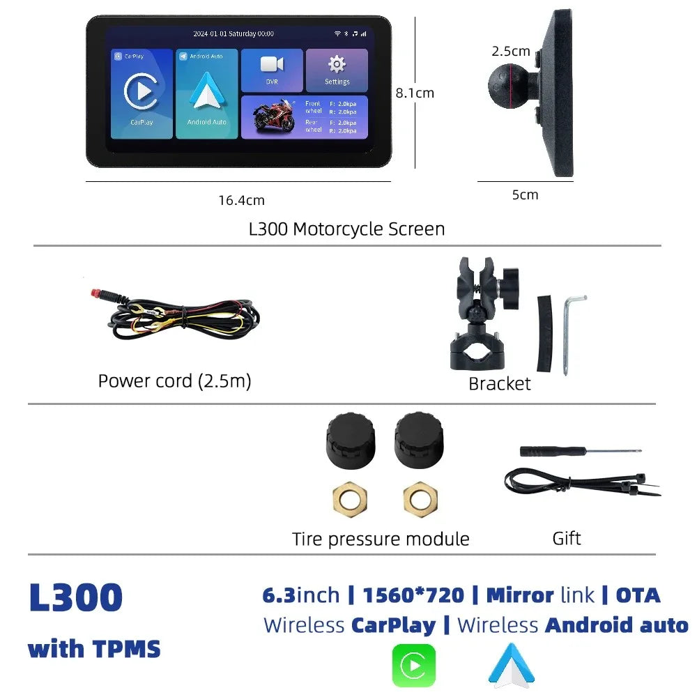 EKIY 6.3" Wireless CarPlay Android Auto GPS