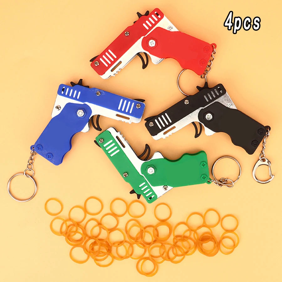 Mini Metal Rubber Band Launcher Keychain Toy