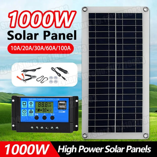 12V Solar Panel Kit with 10A-100A Controller for Outdoor Use