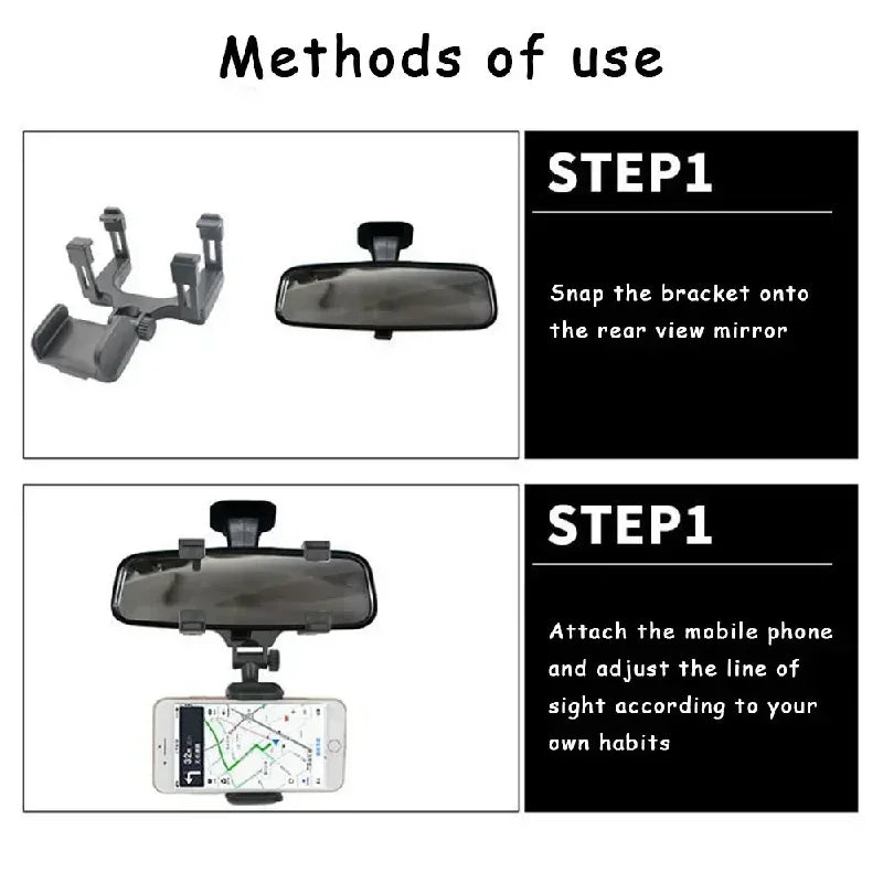 Foldable Rearview Mirror Car Phone Holder