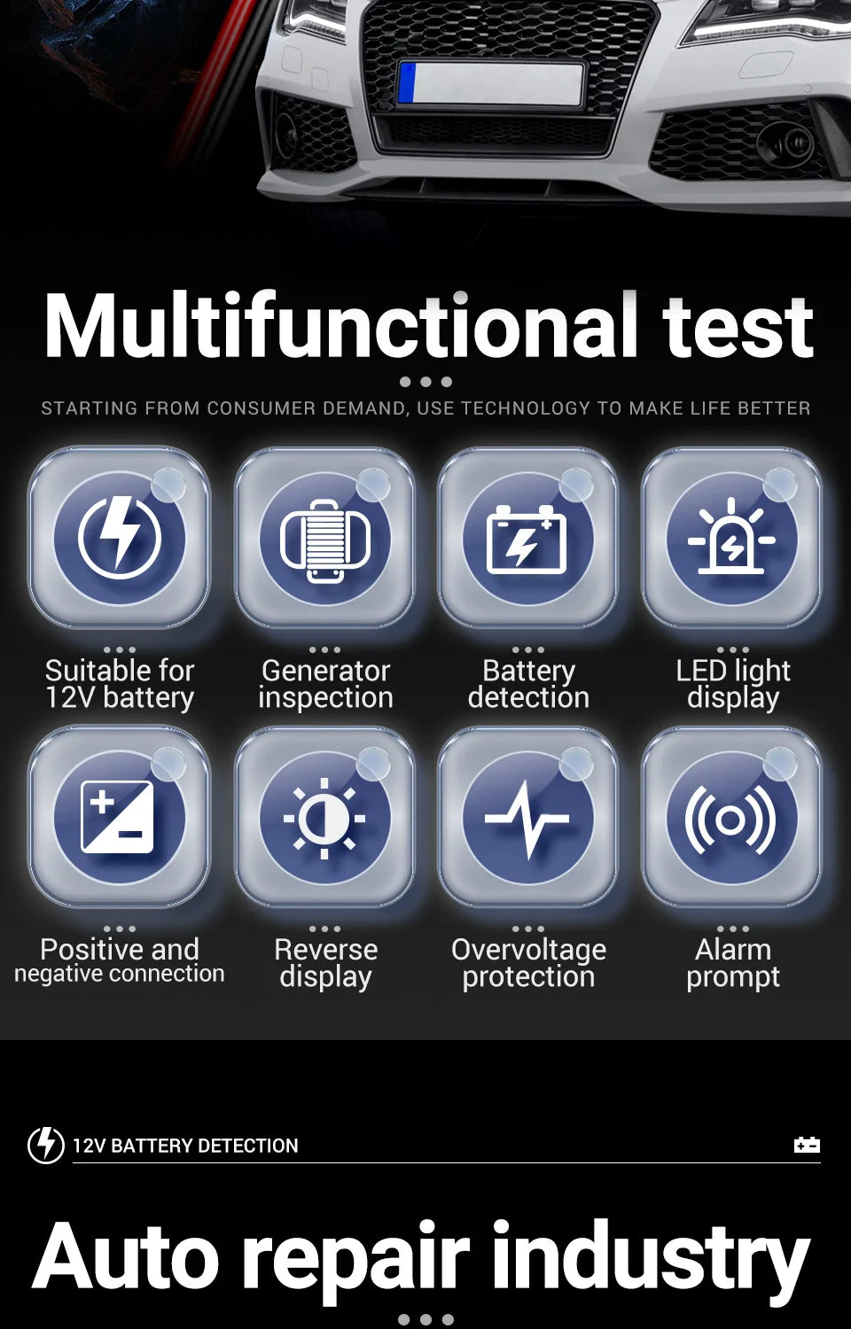 ANENG BT-171 12V Battery Tester – LED Display Diagnostic Tool