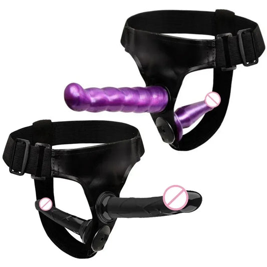 Double Strap-On Dildo with Elastic Harness
