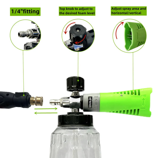 Green Foam Cannon with 1000ml Bottle