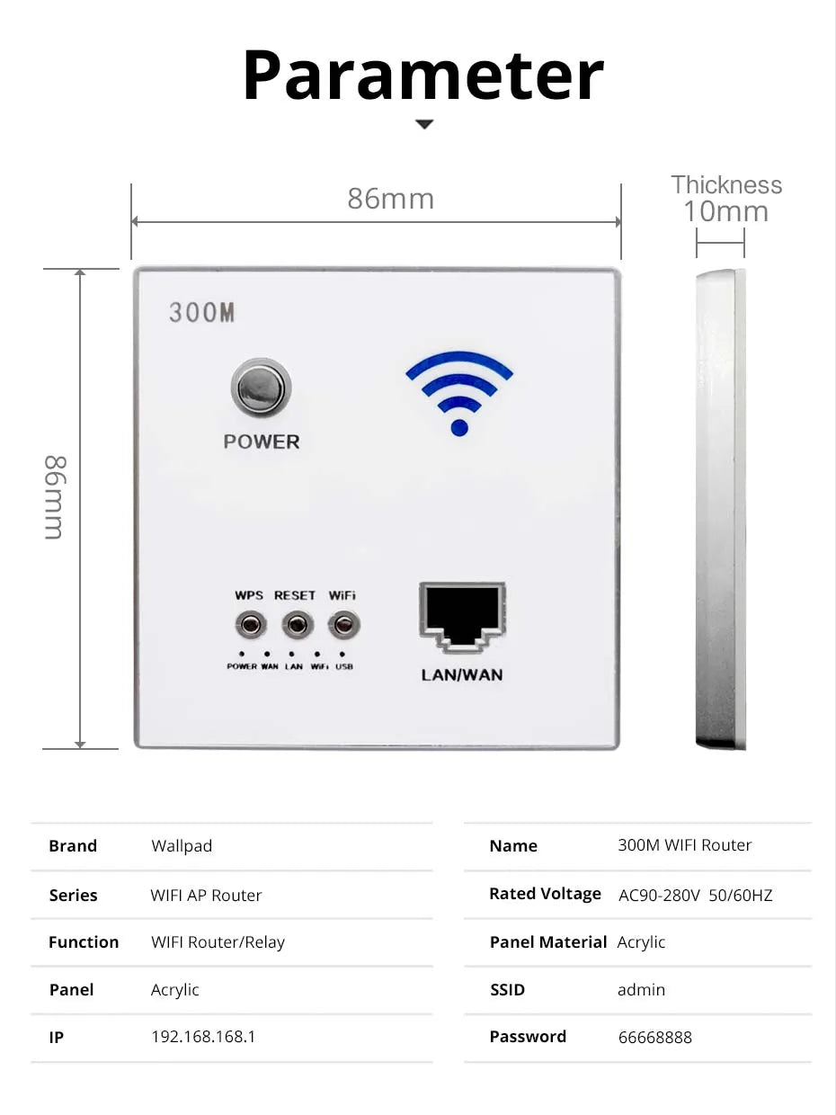 300M WiFi Wall Router & Smart USB Socket