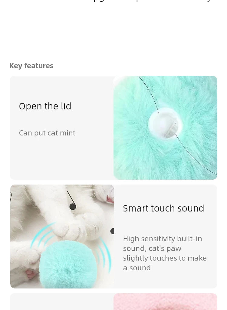 Smart Plush Cat Toy – Electric Catnip Squeaky Ball