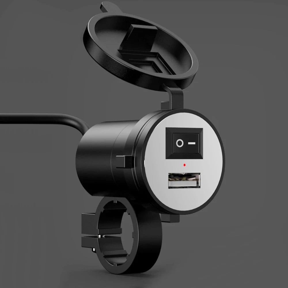 Waterproof Motorcycle Handlebar USB Charger 12V