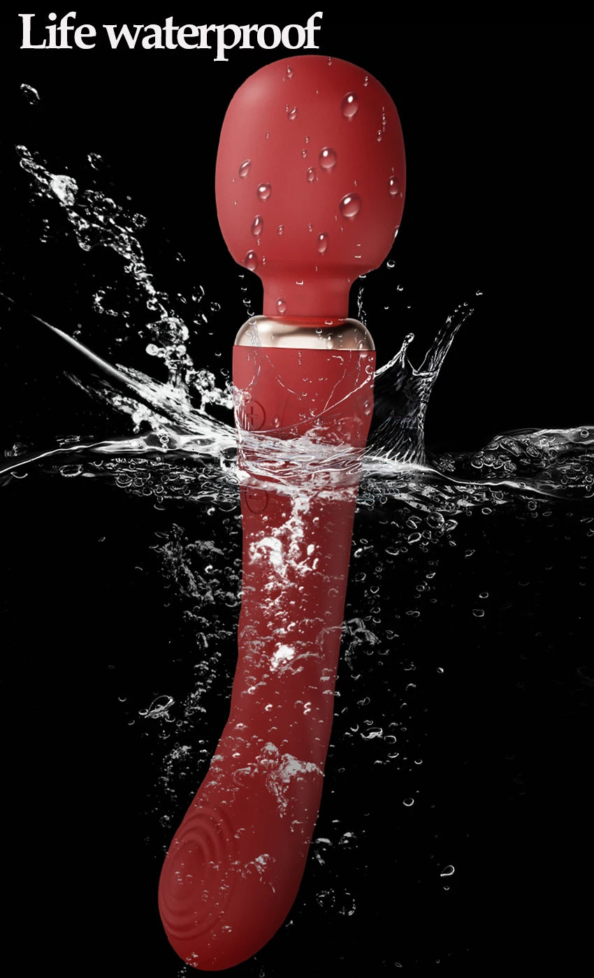 Powerful Dual Motor Silicone Dildo Vibrator Wand