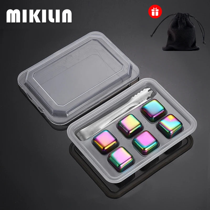 Reusable Stainless Steel Whiskey Ice Cubes Set