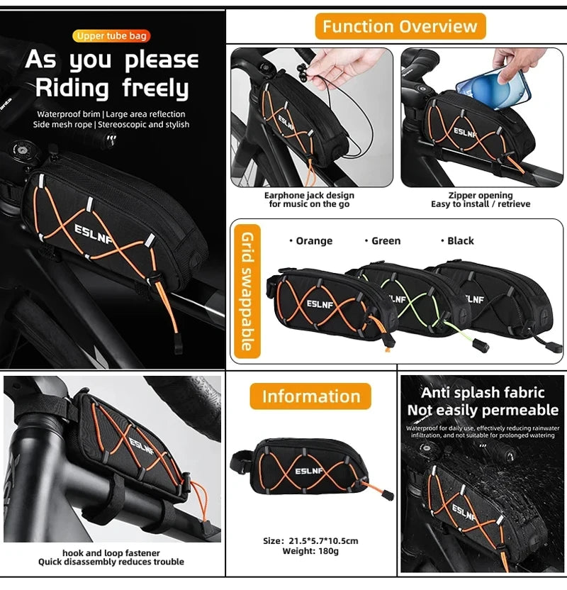 Top Tube Bicycle Bag – Frame & Saddle Storage with Phone Holder