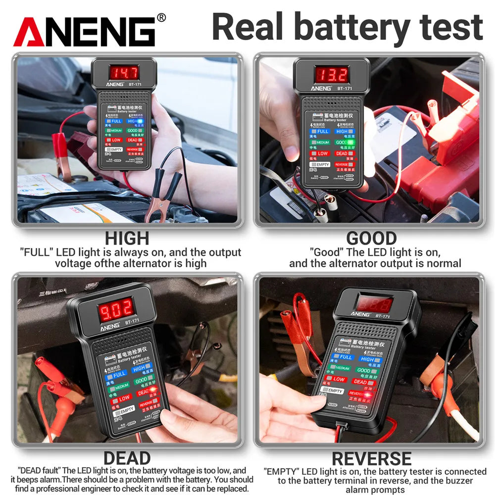 ANENG BT-171 12V Battery Tester – LED Display Diagnostic Tool
