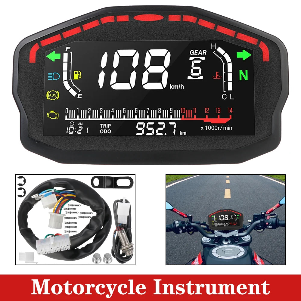 Retro LCD Motorcycle Digital Speedometer Universal