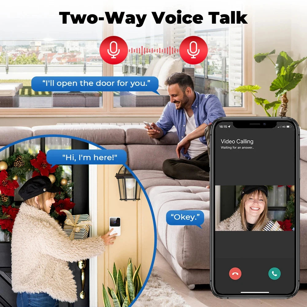 Smart WiFi Video Doorbell with Intercom & IR