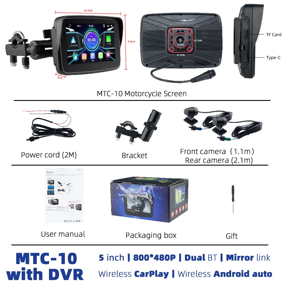 EKIY Wireless CarPlay & Android Auto Motorcycle GPS