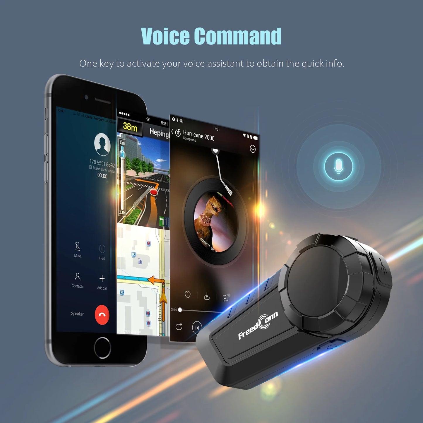 Freedconn Bluetooth Motorcycle Helmet Intercom 1000M