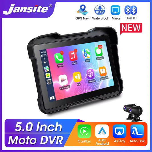 5" Motorcycle GPS DVR – Waterproof Dash Cam with CarPlay