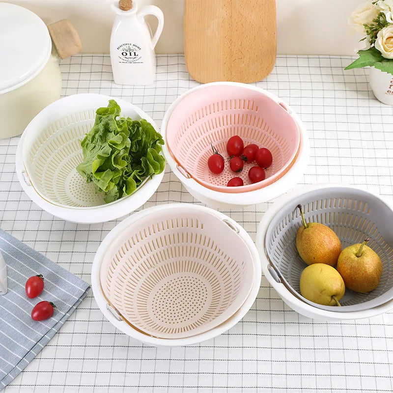 Kitchen Fruit Tray – Double Layer Removable Draining Basket