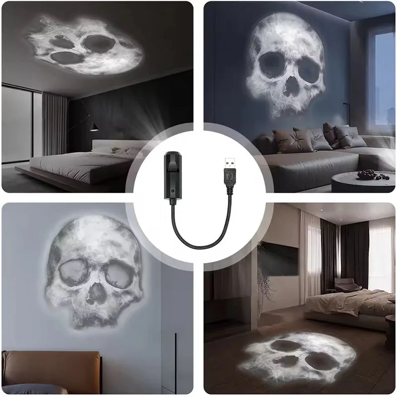 360° Rotating Halloween Skull LED Projector Light