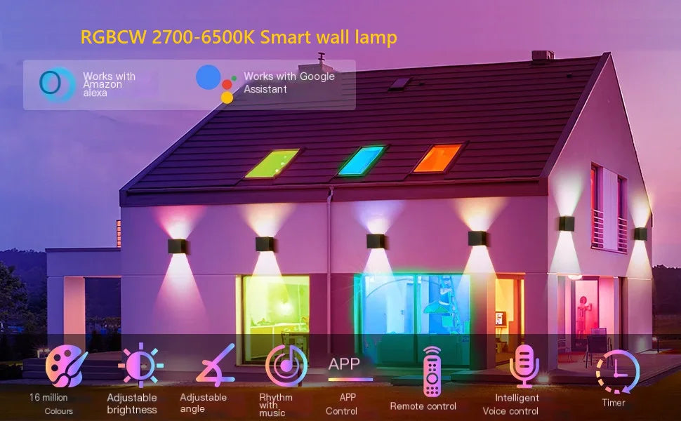 Smart WiFi LED Wall Lamp with RGBCW Colors