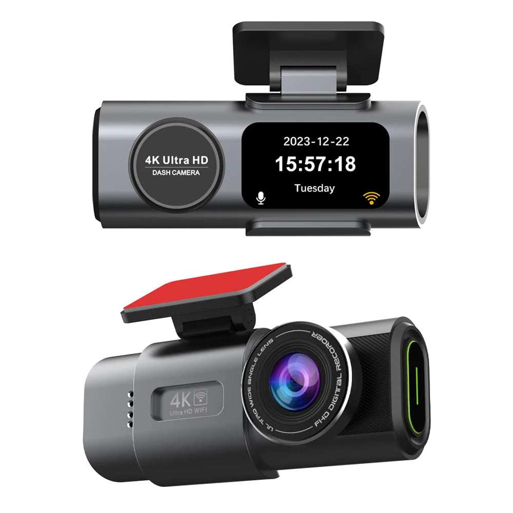 4K+1080P Dual Lens Dash Cam – Night Vision & WiFi