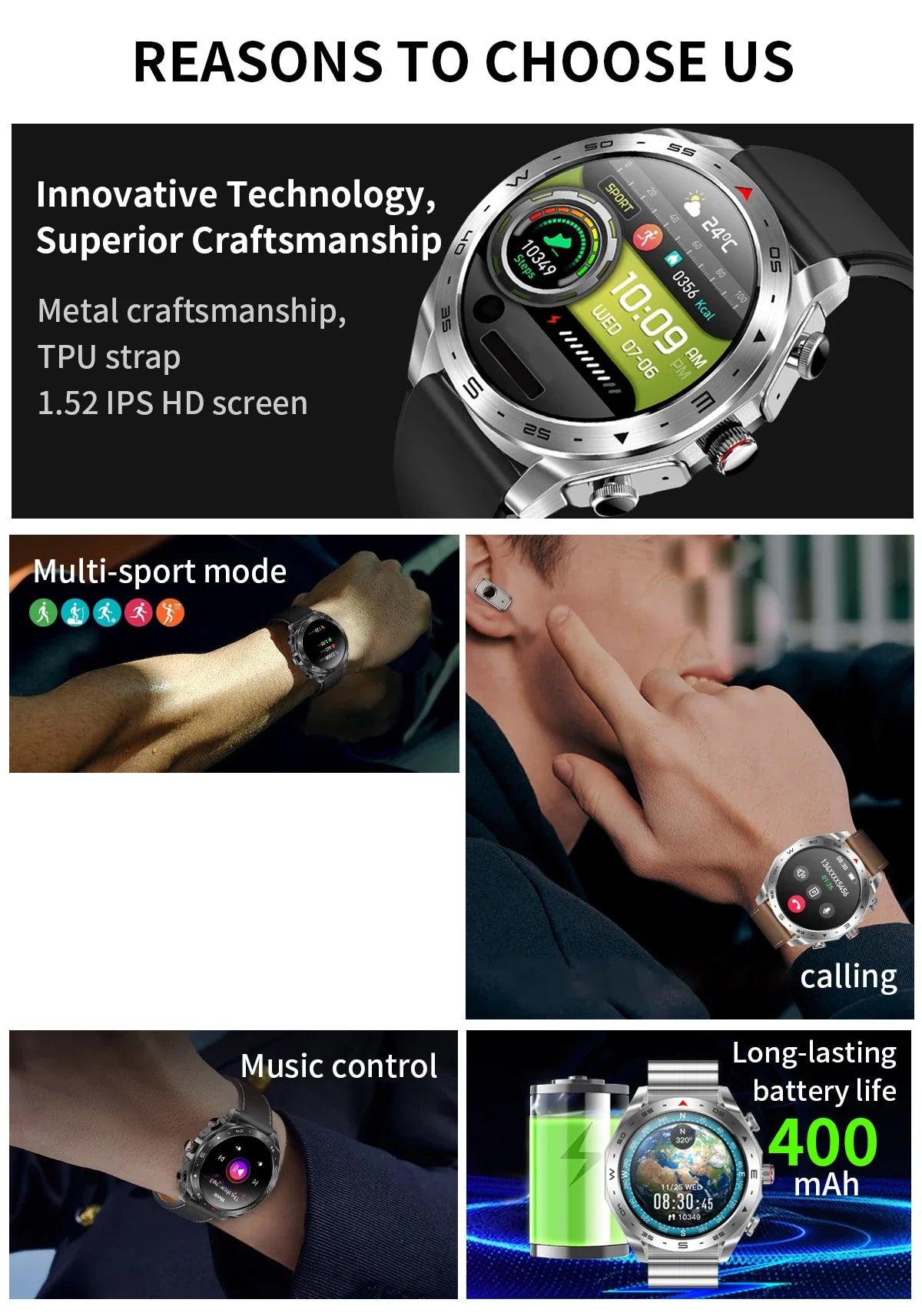 Smartwatch with Built-in TWS Earbuds