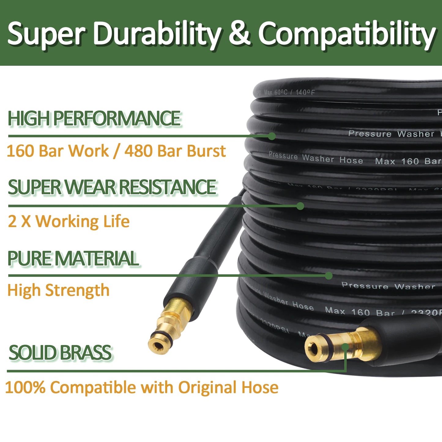 Pressure Washer Extension Hose for Karcher K2–K7