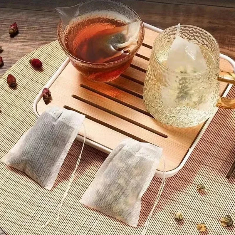 100 Pcs Disposable Tea Filter Bags with String