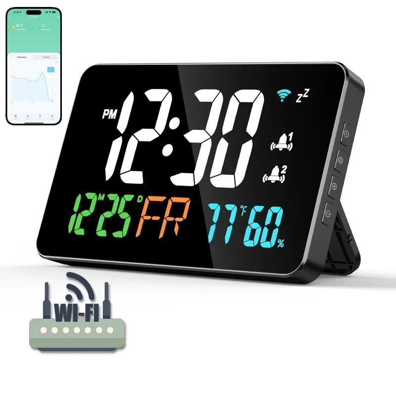 Smart WiFi LED Wall Clock with Temp & Humidity