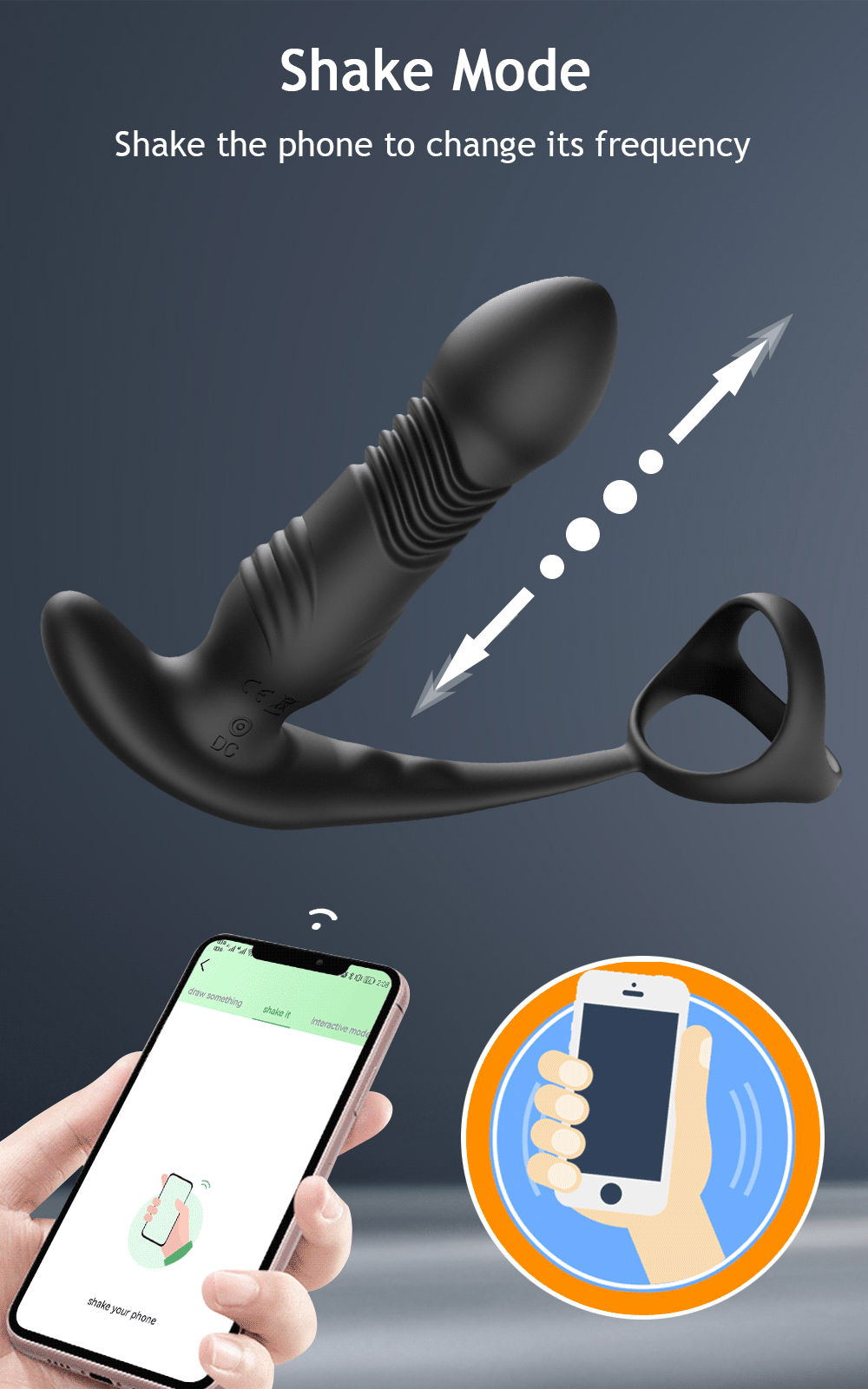 Wireless Thrusting Anal Vibrator with Cock Ring