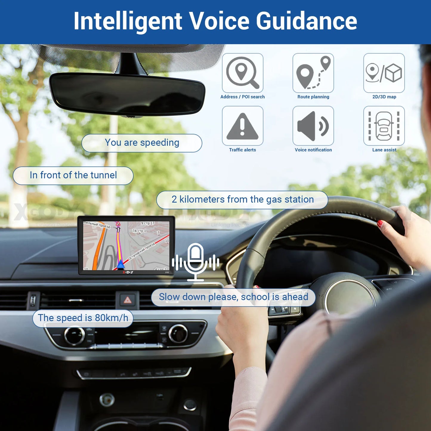 Navigate with precision using the XGODY X10 9" GPS!