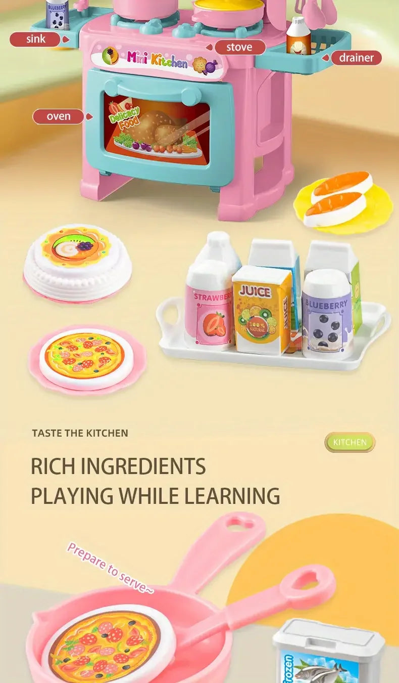 Mini Kitchen Playset for Kids Cooking Fun