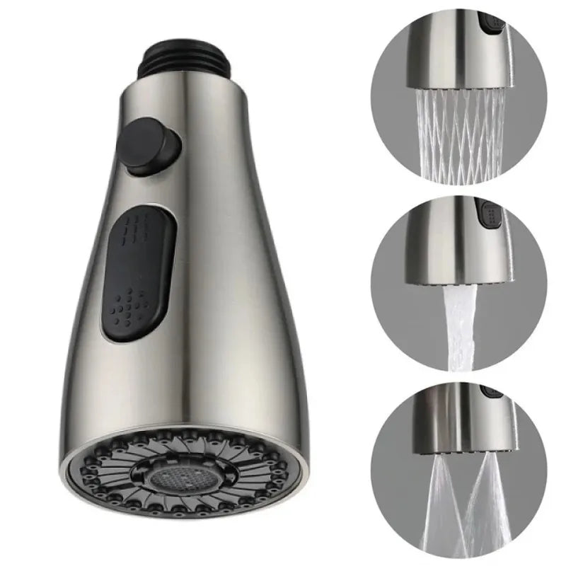 3-Mode Pull-Out Faucet Sprayer Head – Water-Saving Nozzle