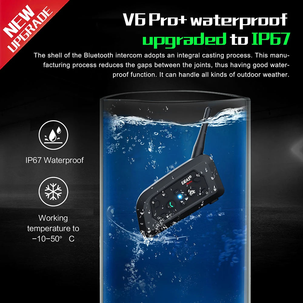 EJEAS V6 PRO+ Bluetooth Motorcycle Intercom 800M