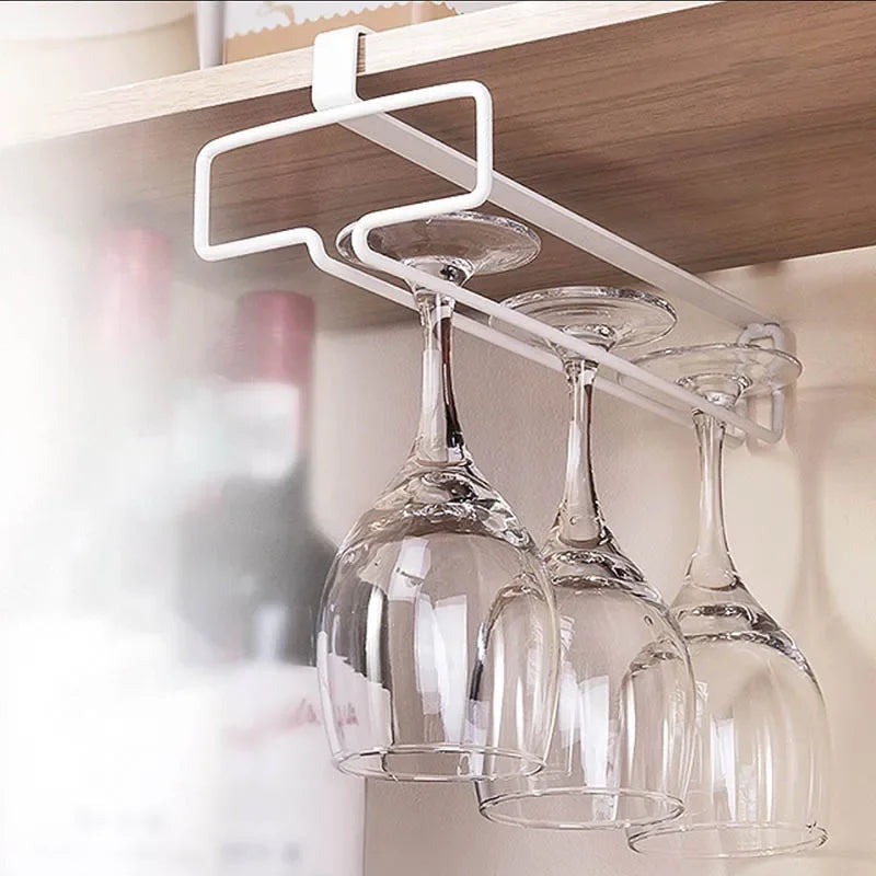 No Drilling Metal Wine Glass Holder – Under Cabinet Stemware Rack