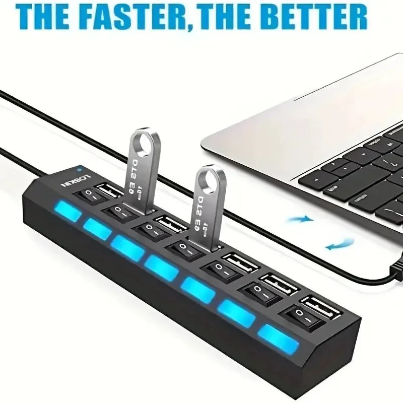 High-Speed 4/7-Port USB 2.0 Hub Splitter - Clickilix