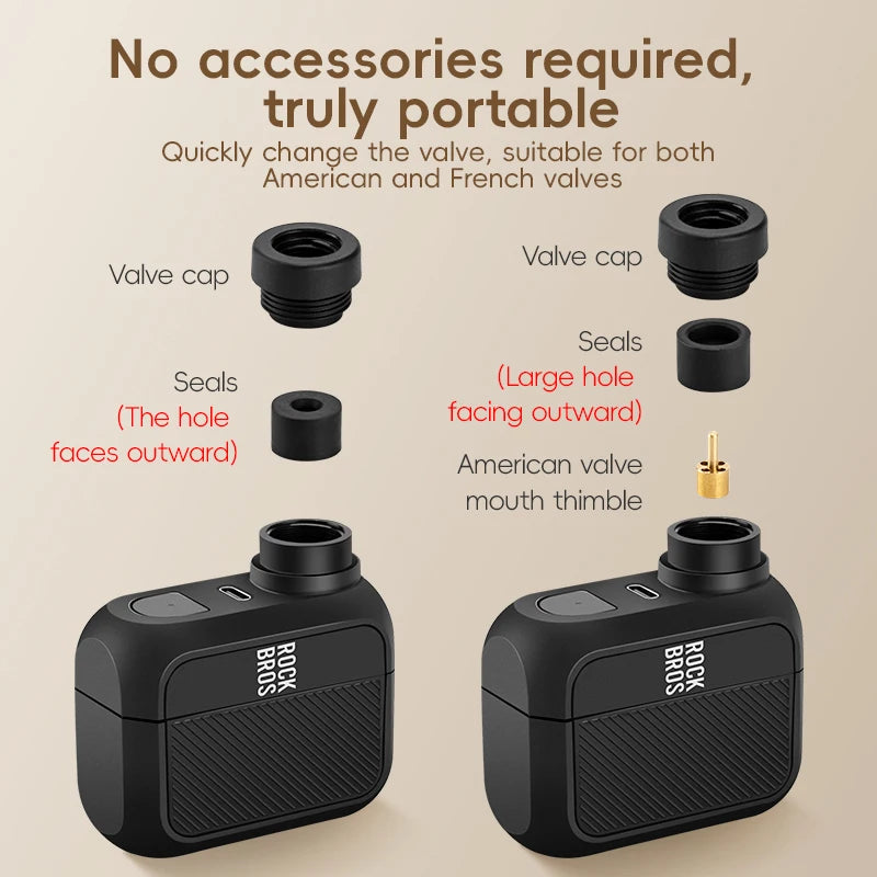 ROCKBROS Mini Electric Bike Pump 100PSI Rechargeable