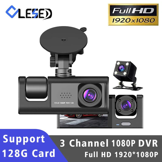 1080P 3-Lens Dash Cam with Interior View