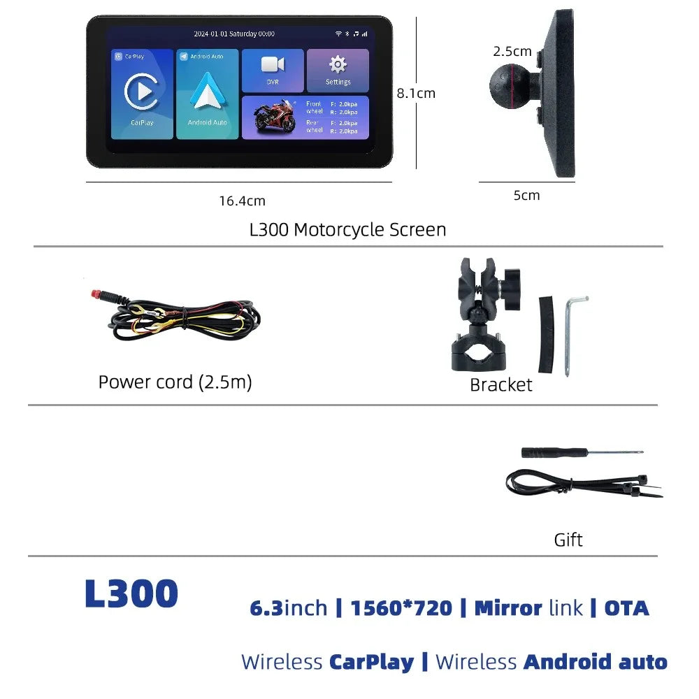 EKIY 6.3" Wireless CarPlay Android Auto GPS