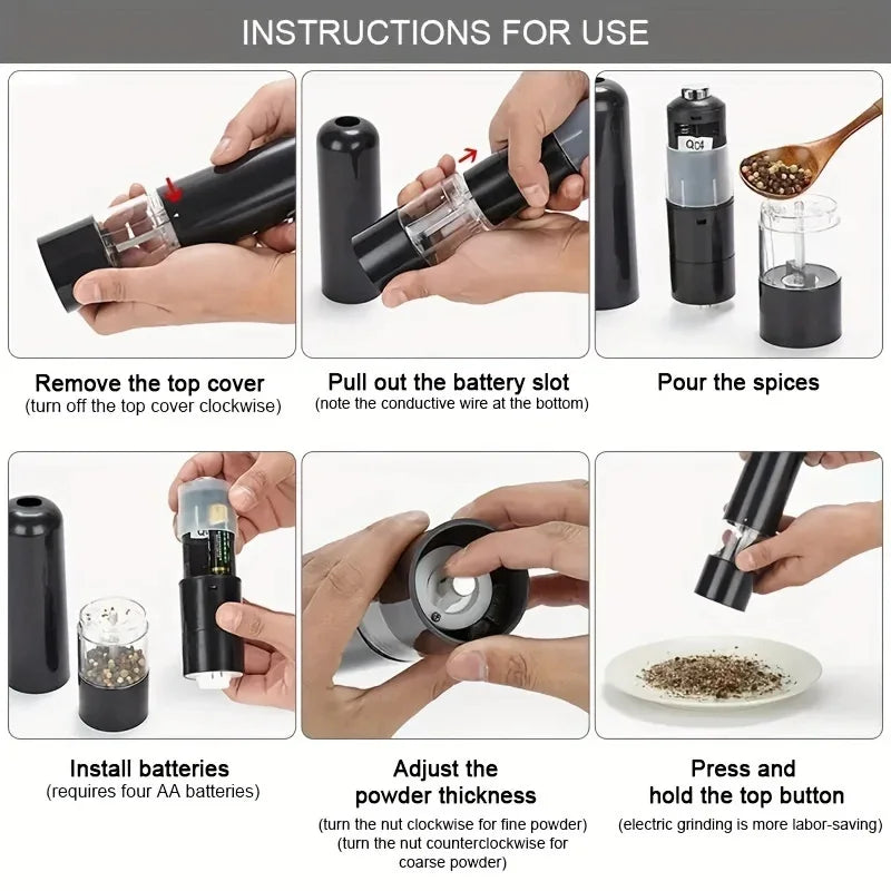 Automatic Electric Pepper Grinder & Salt Mill – Sleek & Adjustable Spice Tool