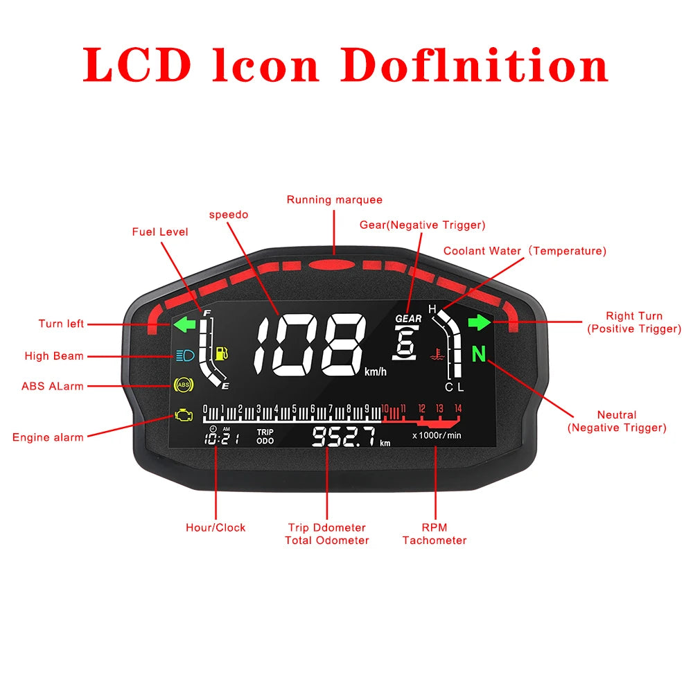 Retro LCD Motorcycle Digital Speedometer Universal
